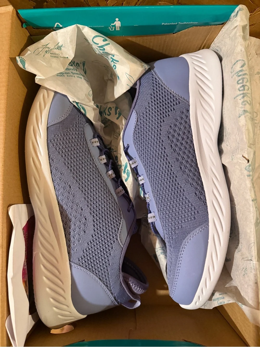 Little Cheeks Teal Slip-On Sneakers Box